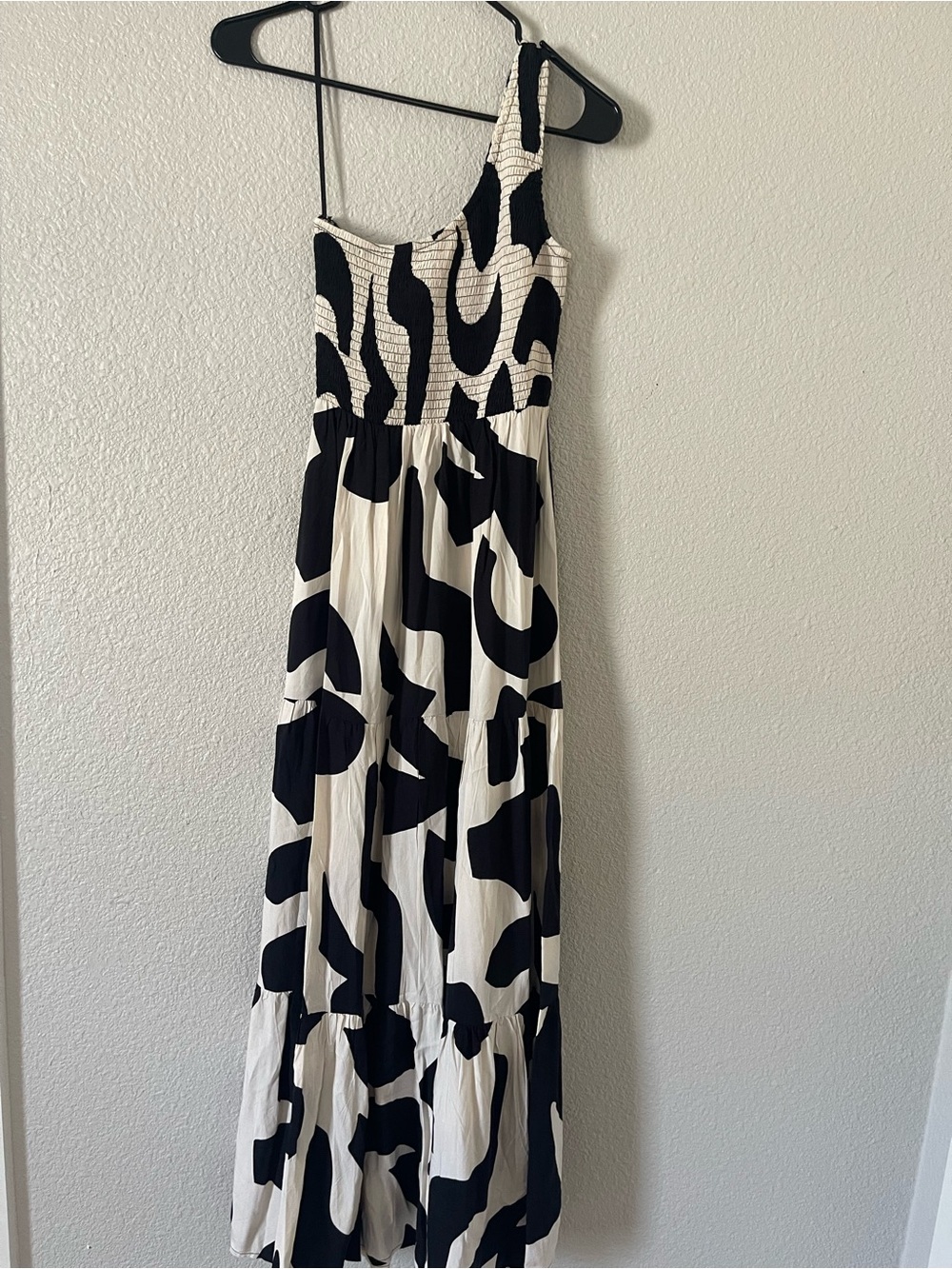 Abel The Label Black & White One-Shoulder Maxi Dress